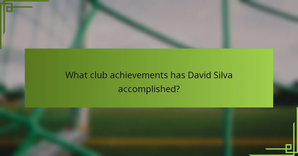 What club achievements has David Silva accomplished?