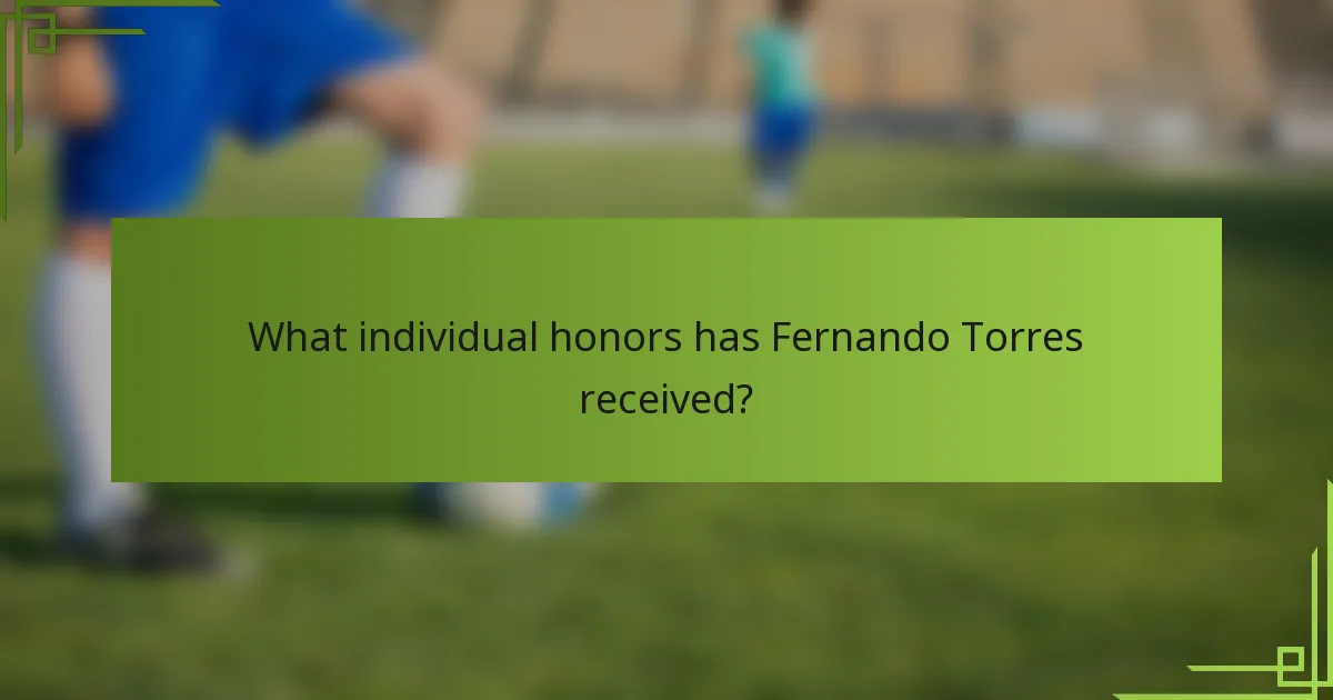 What individual honors has Fernando Torres received?