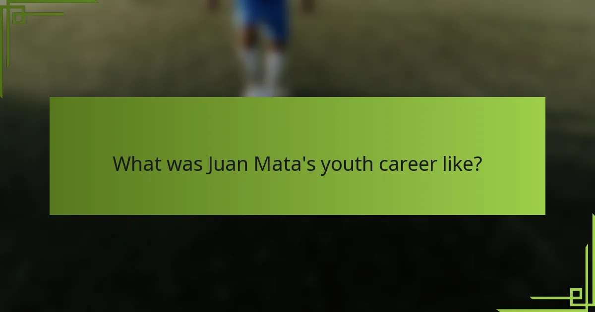 What was Juan Mata's youth career like?